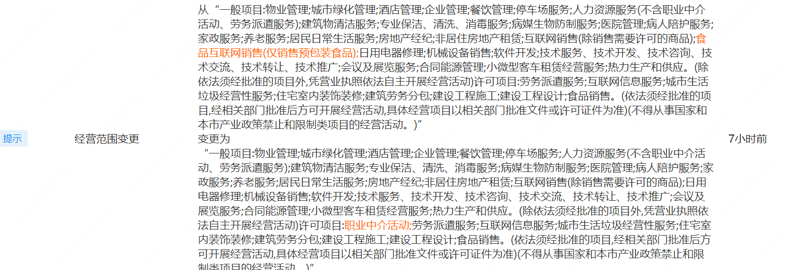 滿天星物業(yè)經(jīng)營范圍新增職業(yè)中介活動